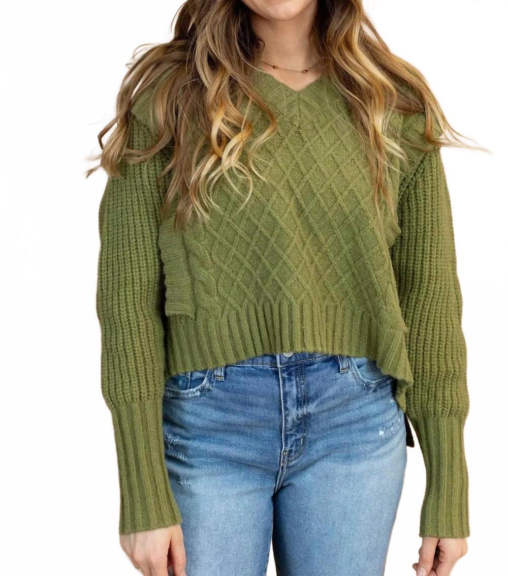 NEW SO ME ollie cable sweater in olive